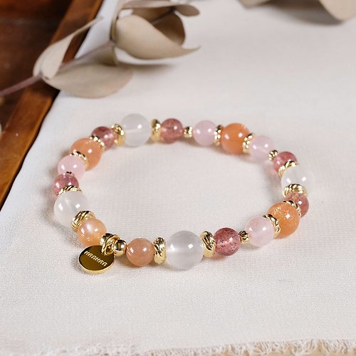 Hanhan Jewelry 橙月光 粉晶 草莓晶 奶白晶 手鍊 天然礦石水晶