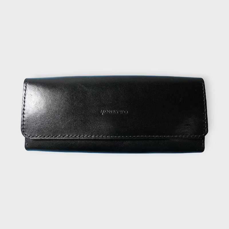Men's Genuine Leather Lightweight Magnetic Buckle Long Clip - Wallets - Genuine Leather Black