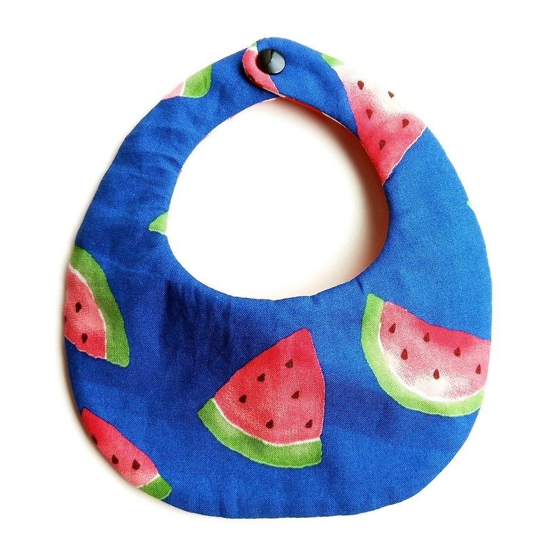 Eight-layer yarn bib pocket - sea blue watermelon x orange square sunset - Bibs - Cotton & Hemp 