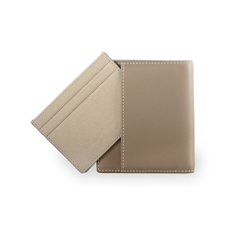 Warren Vertical Wallet w/ Detachable Leather Card Holder (RFID) - Taupe - Wallets - Genuine Leather Khaki