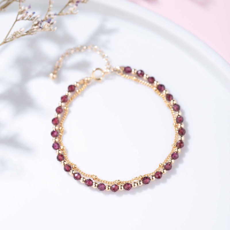 Red Garnet, 14K Gold Filled Findings Bracelet - Bracelets - Crystal Red