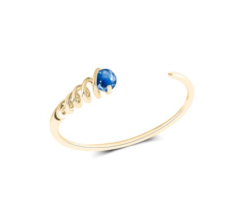 Majade Jewelry Design 藍晶石925純銀手鐲 調節開口手環 個性化刻字C手環 螺旋造型手鐲