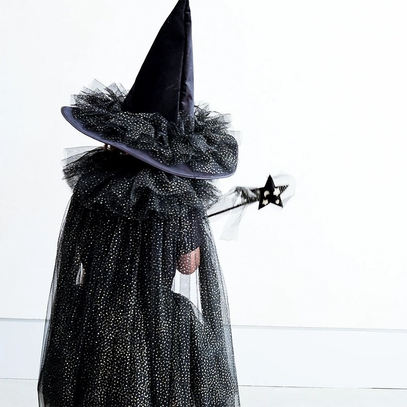British Mimi & Lula AW23_Dress Up Party-Dignified Black Witch Fantasy Gauze Cloak - Baby Accessories - Polyester 