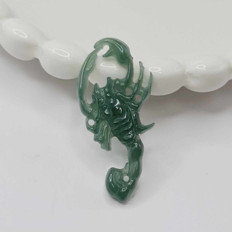 Ice dangerous blue hollow scorpion pendant | Natural grade A jadeite - สร้อยคอ - หยก 