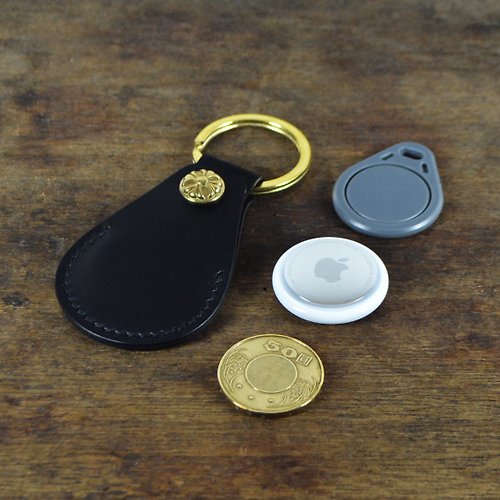 【鞹】手制 kuo's artwork 義大利協會認証植鞣革手縫Air Tag-IC鑰匙扣卡-50元硬幣鑰匙皮套