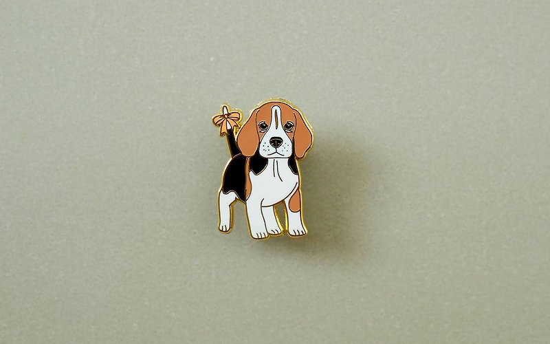 Beagle Enamel Pin, Badge, Brooch, Pin, Accessories - เข็มกลัด - วัตถุเคลือบ สีนำ้ตาล