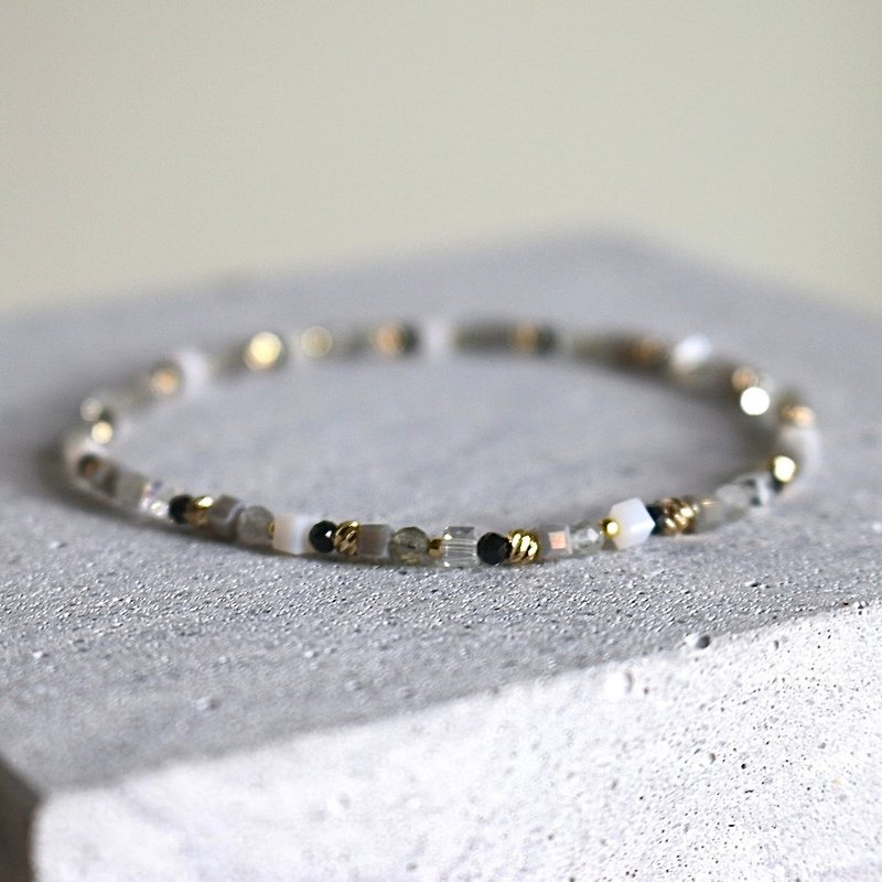 Bracelet spectrum Stone elastic bracelet natural stone - under the rose - - Bracelets - Gemstone Gray