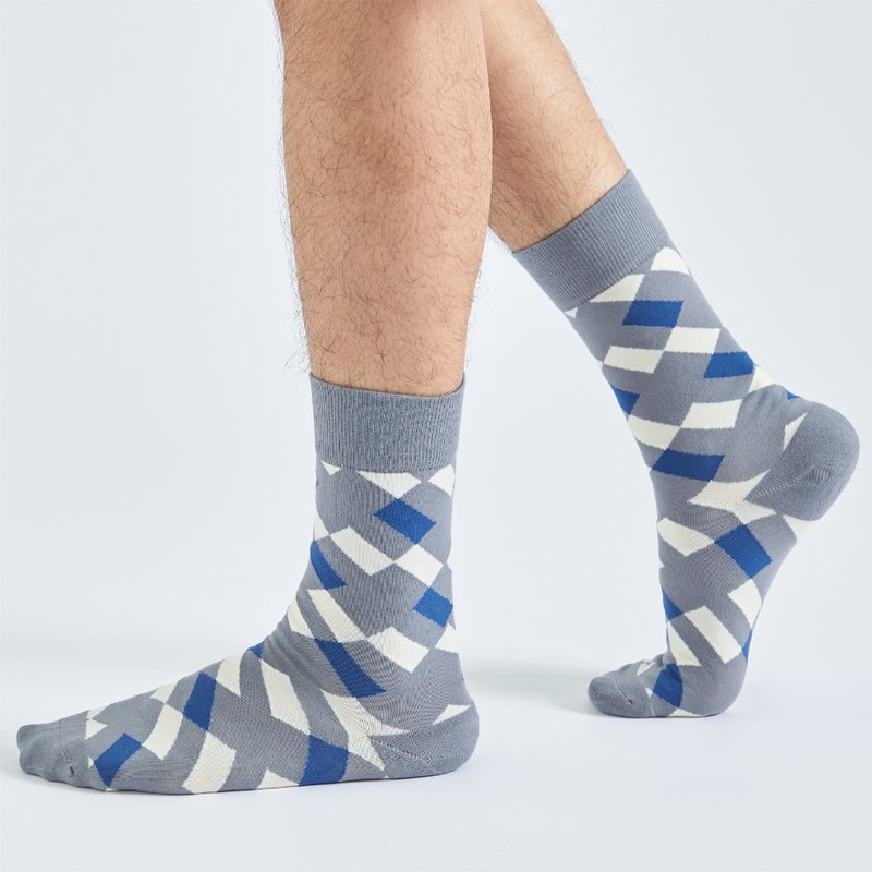 斜率方程式 抗菌中筒襪 - 灰(L、XL) - 襪子 - 棉．麻 灰色