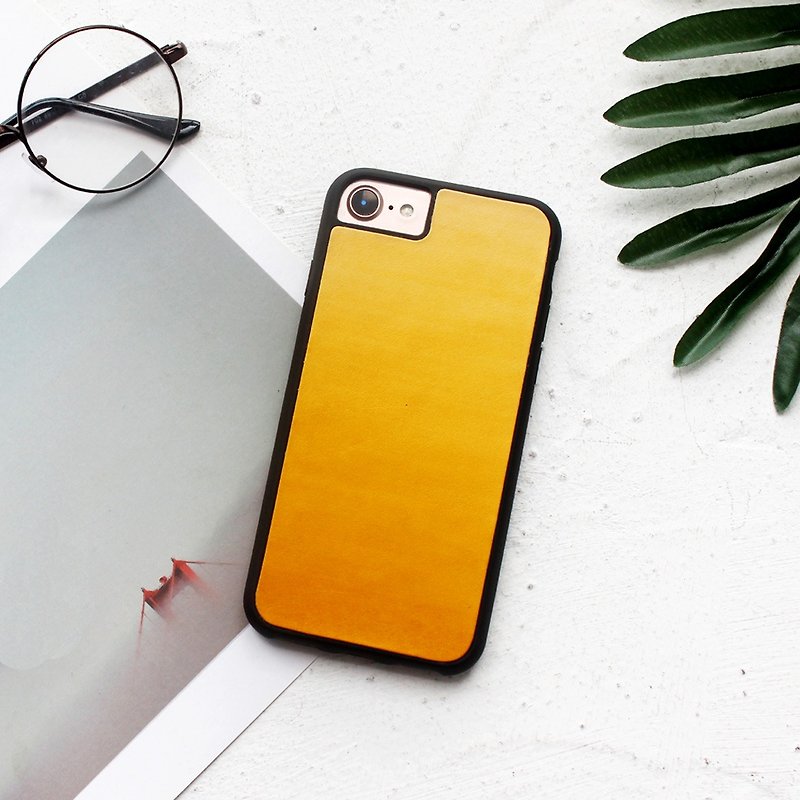 Yellow tea iphone11pro xs max xr 78 plus x leather mobile phone case cover customized - Phone Cases - Genuine Leather Yellow
