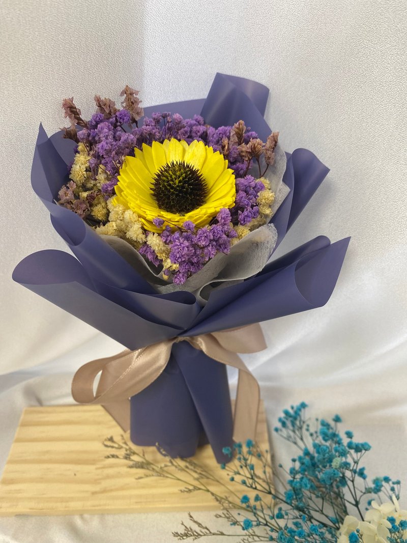 可擴香向日葵花束 畢業花束 畢業禮物 生日禮物 永生花束 - 乾燥花/永生花 - 植物．花 紫色