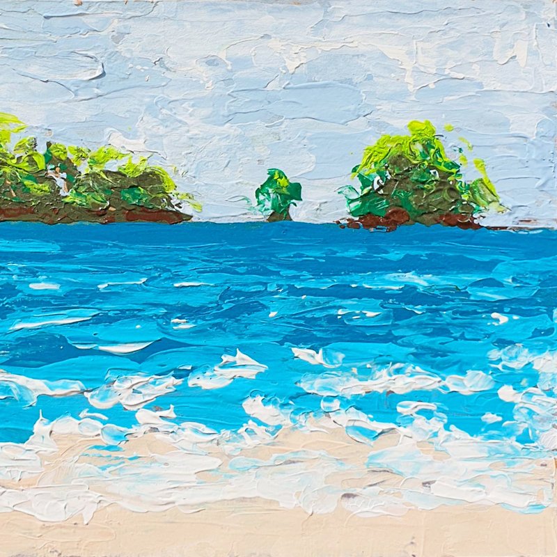 Seascape Painting Tropical Coast Original Laguna Beach Artwork Waves Wall Art - 掛牆畫/海報 - 其他材質 多色