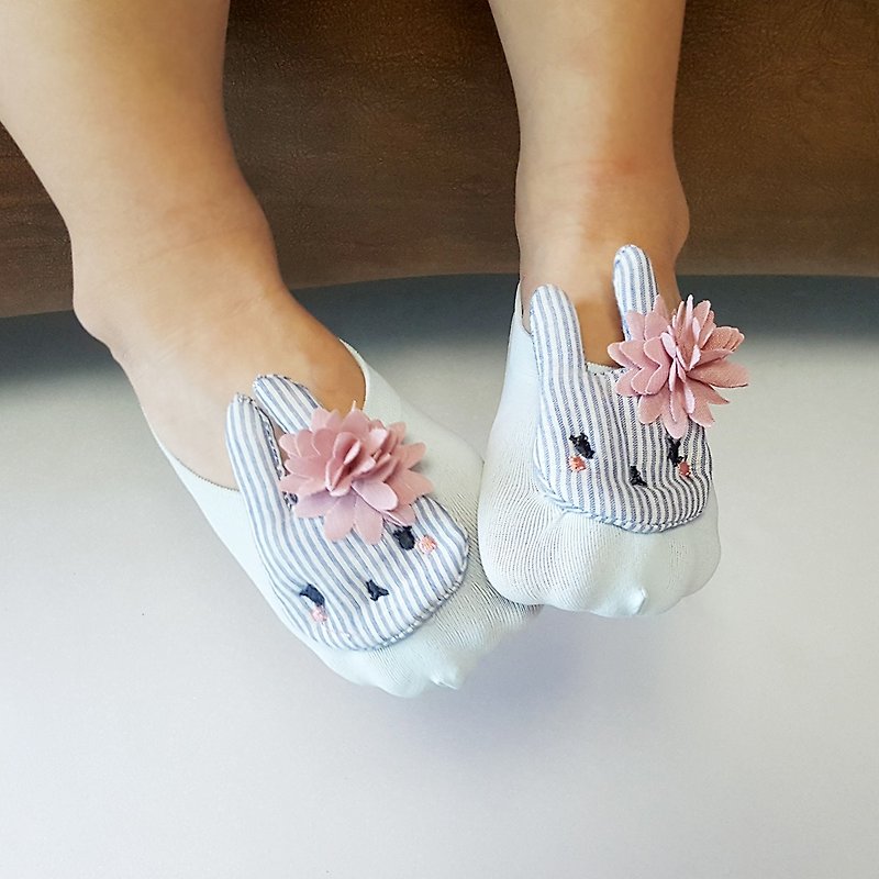 Baby Gift Newborn Baby Girl and boy cool Socks with rabbit - Baby Socks - Cotton & Hemp Blue