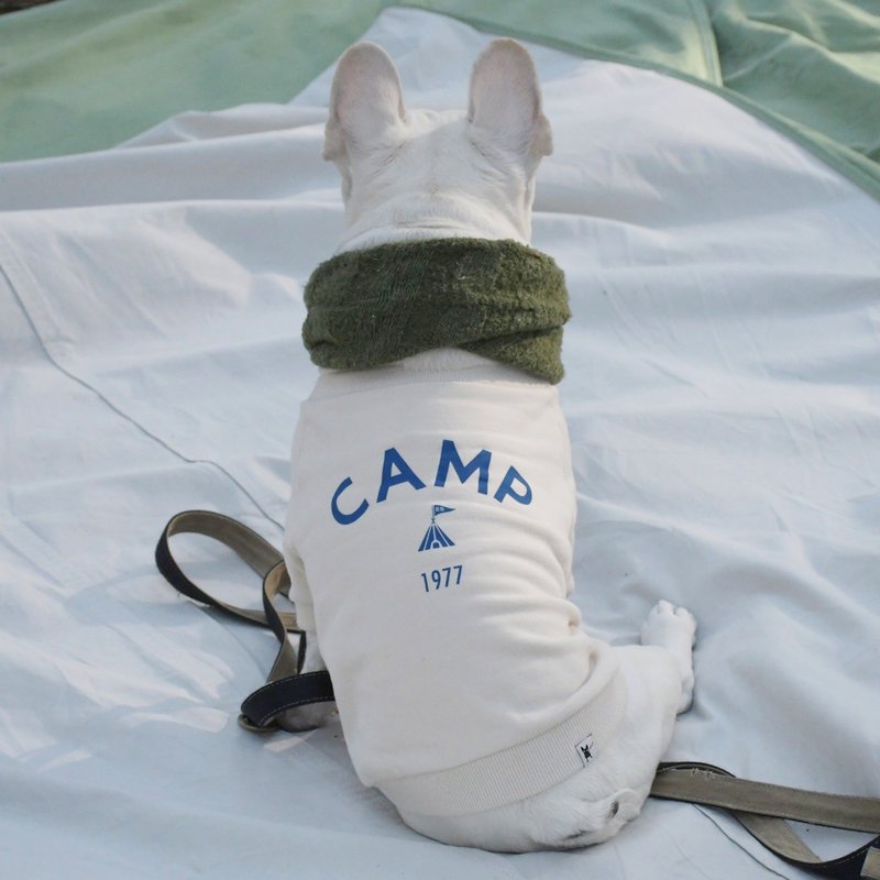 CAMP Printed Sweatshirt _ Cream _ For French bulldog - ชุดสัตว์เลี้ยง - ผ้าฝ้าย/ผ้าลินิน 