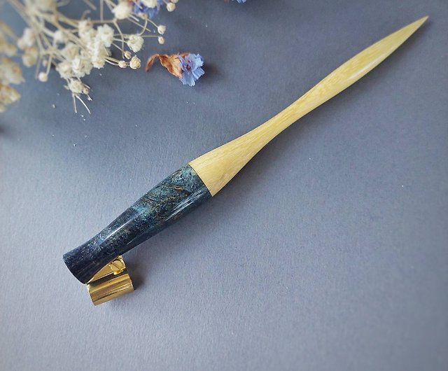 Oblique calligraphy handmade pen holder with universal flange - Shop  OlgaMosHandmade Dip Pens - Pinkoi