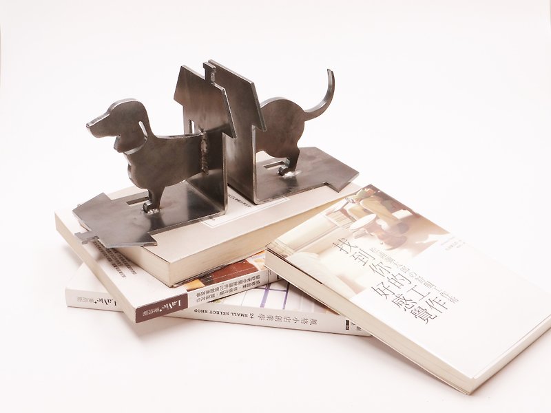 ギフトブックブロックダックスフント犬の家の装飾の金属 - 置物 - 金属 グレー