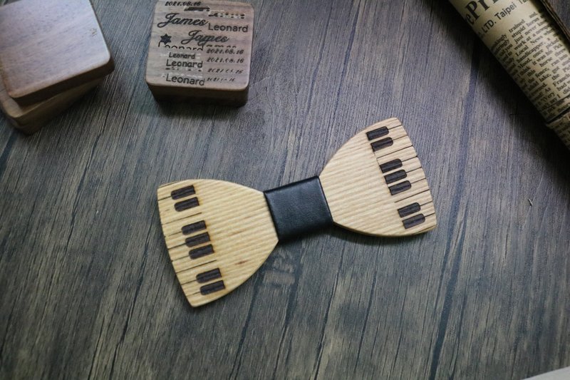 White wax xylophone key carved pattern bow tie gentleman's unique material bow t - Bow Ties & Ascots - Wood Khaki