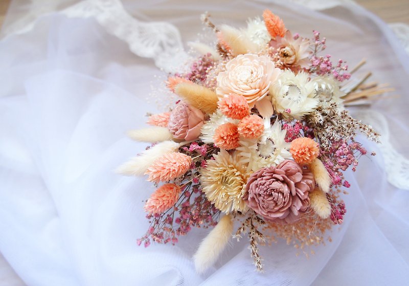 Hand made dry flower wedding flower decoration ~ starlight princess sweet wind hand tied bridal bouquet / bouquet / wall decoration ~ - อื่นๆ - พืช/ดอกไม้ สึชมพู