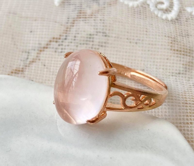 粉晶925純銀戒指裸石寶石輕珠寶半寶石 - 戒指 - 寶石 粉紅色
