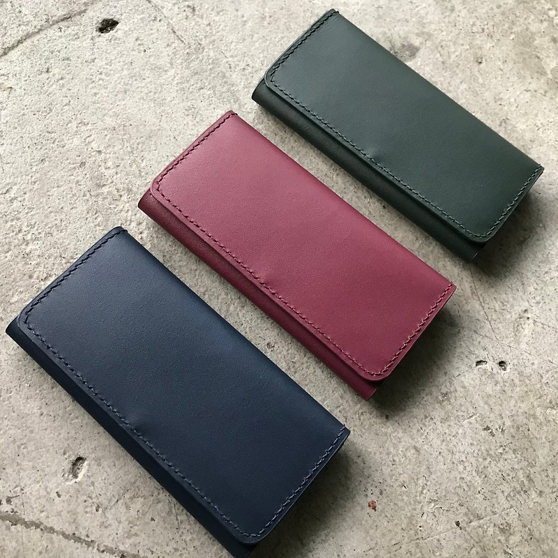 8-card long clip hand-sewn handmade wallet wallet - กระเป๋าสตางค์ - หนังแท้ 