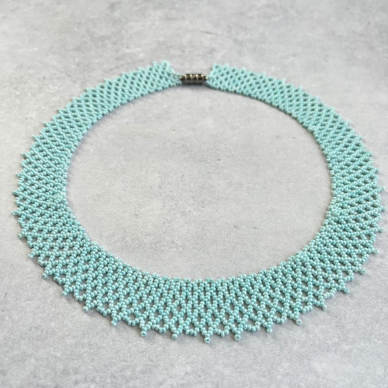 【限定1点】Lacy Necklace: Light blue - 項鍊 - 玻璃 