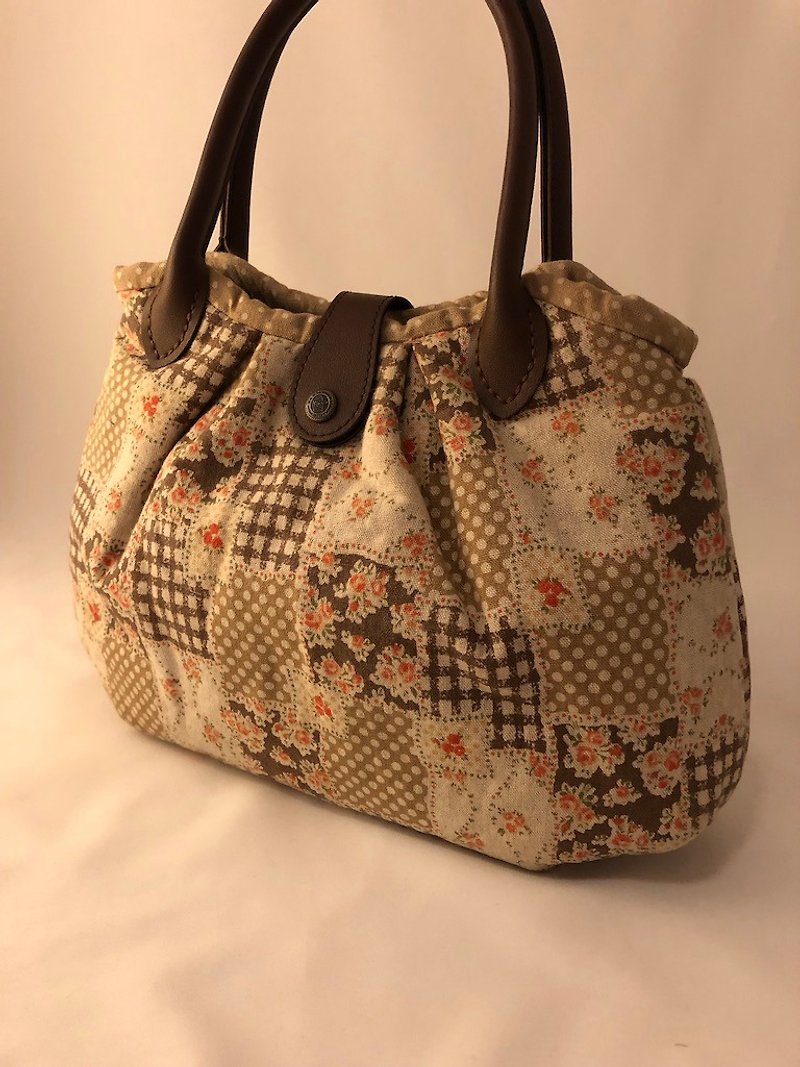 Orange color country floral tote - Handbags & Totes - Cotton & Hemp Orange