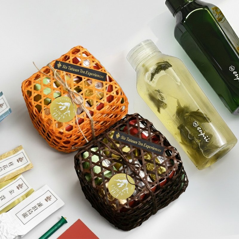 【送禮推薦】六種台灣茶體驗&冷泡隨身壺特惠組 - 茶葉/茶包/水果茶 - 木頭 藍色