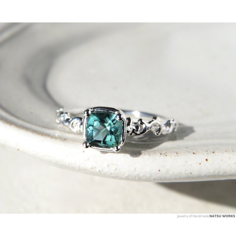 ブルーグリーン トルマリン リング / Blue Green Tourmaline Ring 222 - 戒指 - 寶石 藍色