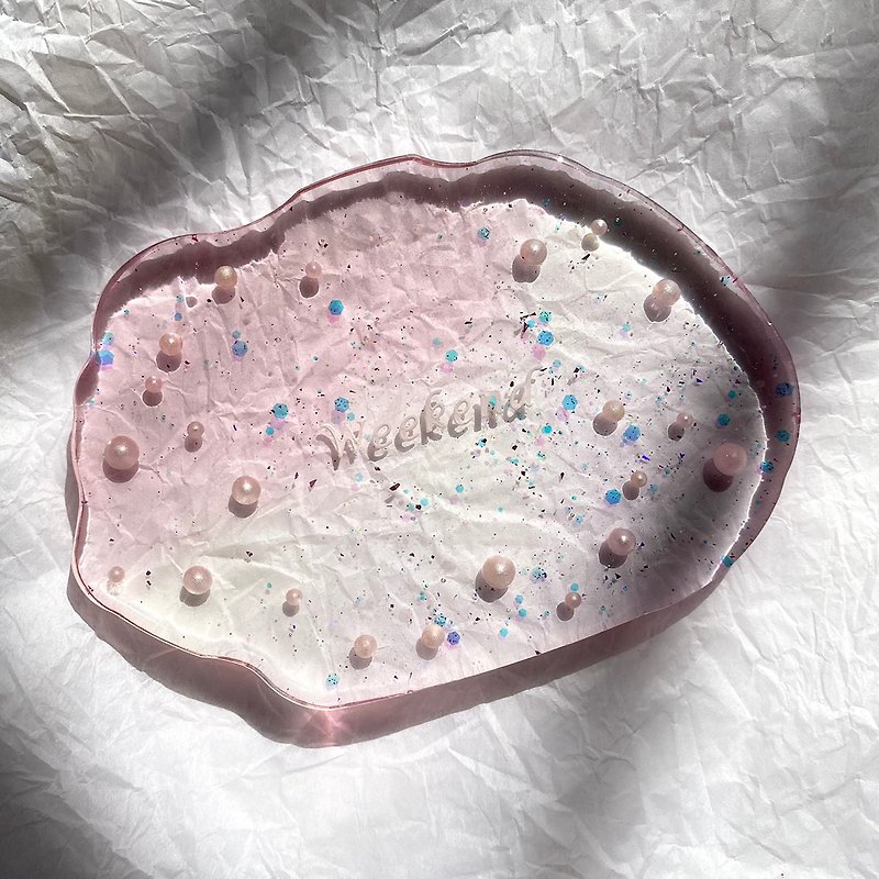 Epoxy resin Weekend plate coaster - Items for Display - Resin Pink