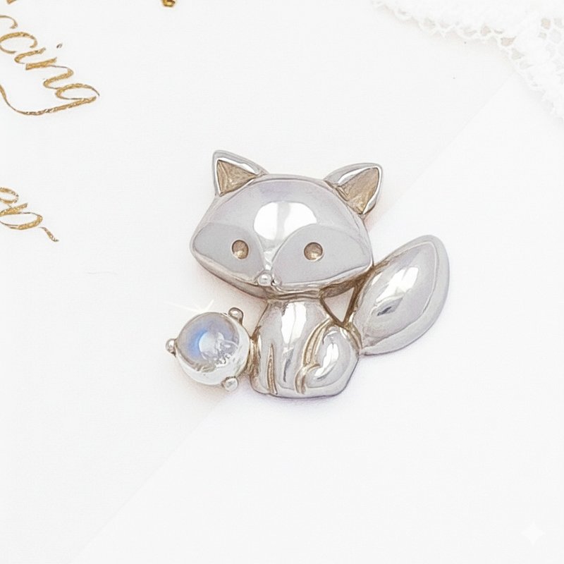 Exclusive Original Design Handmade 925 Sterling Silver Necklace Fox Necklace Moonstone Attracts Romance and Popularity - Necklaces - Sterling Silver 