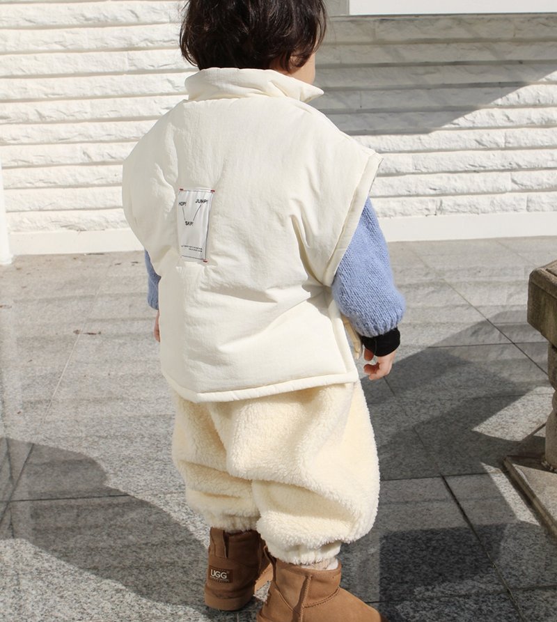 Puffaloo Snap Button Padding Cape - 男/女童裝 - 防水材質 白色