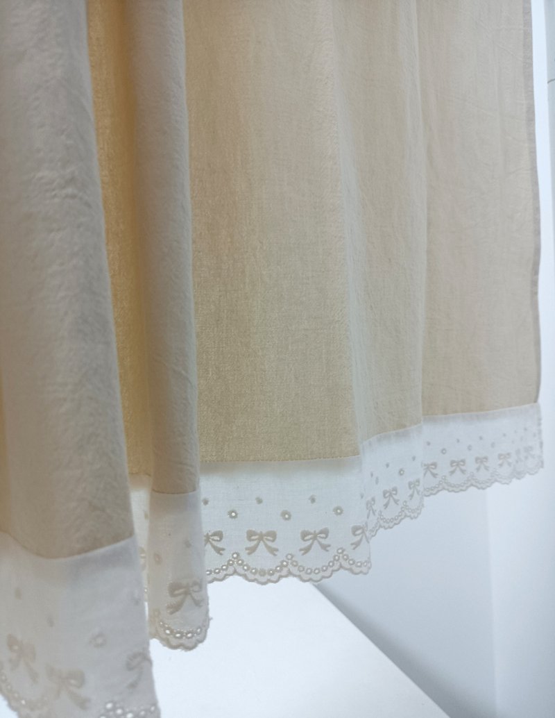Linen color lace cotton door curtain coffee curtain curtain - ม่านและป้ายประตู - ผ้าฝ้าย/ผ้าลินิน 