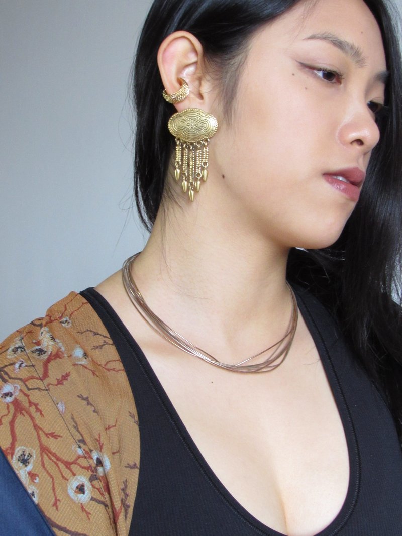 Vintage Chandelier Gold Statement Earrings - 耳環/耳夾/耳骨夾 - 貴金屬 金色