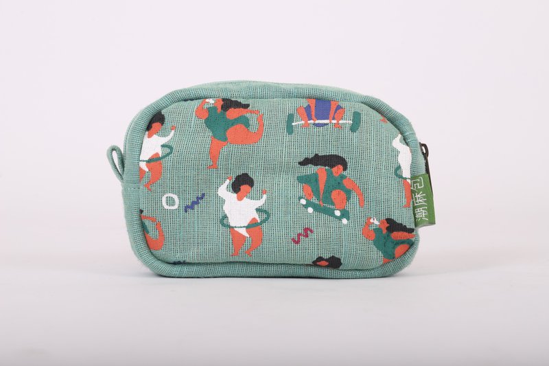 Sporting Charming Girls Cosmetic KK JuteBag - BLU - Toiletry Bags & Pouches - Cotton & Hemp Blue