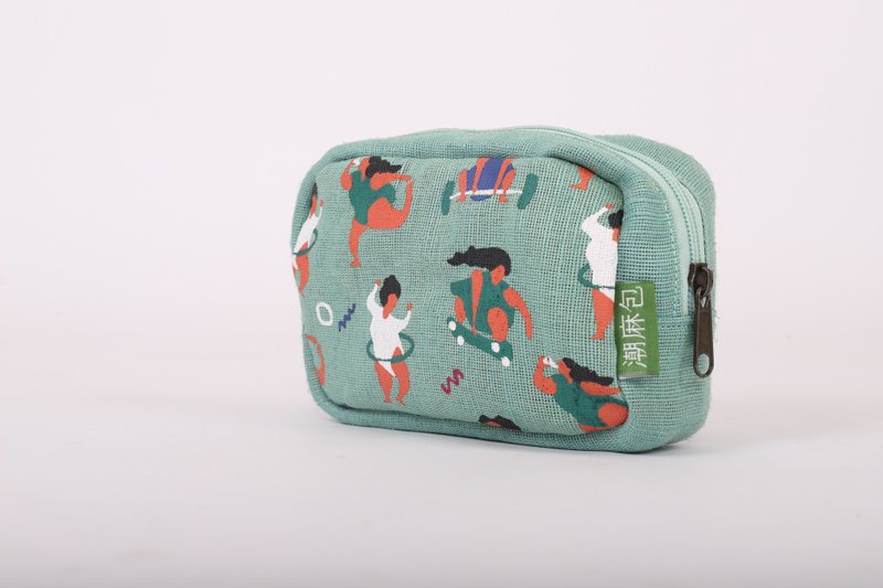 チャオガールのおしゃれなジュートポーチ（クラッチ）ソーダブルー - ポーチ - コットン・麻 ブルー