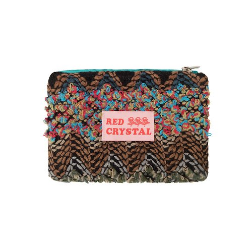 RED CRYSTAL CRAYON WEAVING POUCH (black)