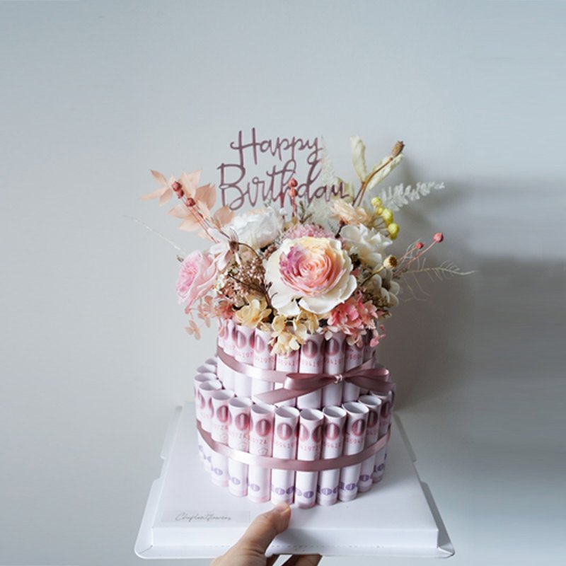 【Planting Flowers】Classic Double Rich Flower Cake/Eternal Dry Flower/Birthday/Father's Day/Mother's Day - Dried Flowers & Bouquets - Plants & Flowers 