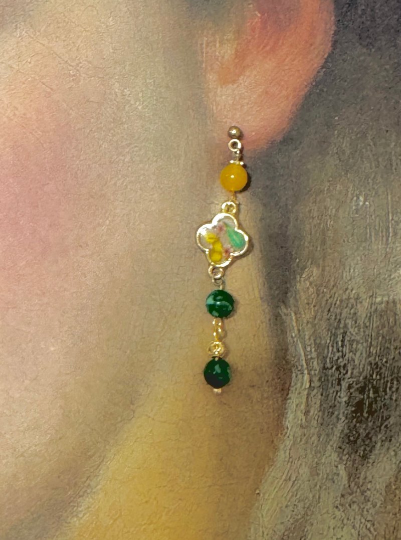 水晶系列 - 乾花與珠垂墜耳環 - 耳環/耳夾/耳骨夾 - 水晶 多色