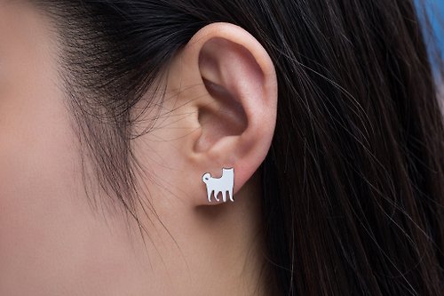 吳小姐3d訂製珠寶 柴犬耳針 狗狗背影系列-抗敏醫療鋼(可改夾式)