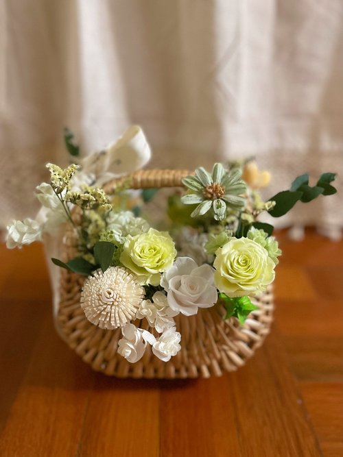 花訴花藝工坊 【永生花禮】繁花綠意永生花籃-/開幕花禮/升遷花禮/祝賀花禮