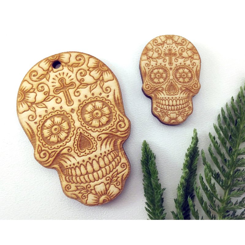 10 Pcs DIY unfinished skull blanks, Wood sugar skull, Jewelry blanks, Halloween - Other - Wood 