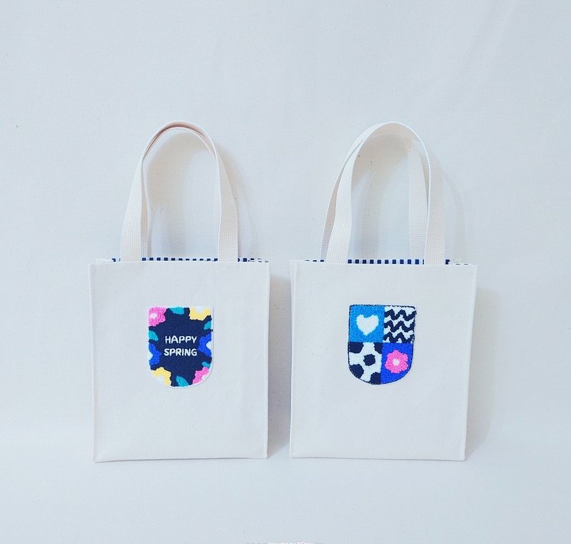 Embroidered Sail Badge Canvas Bag Tote Bag Mobile Phone Bag Tote Bag - กระเป๋าถือ - ผ้าฝ้าย/ผ้าลินิน หลากหลายสี