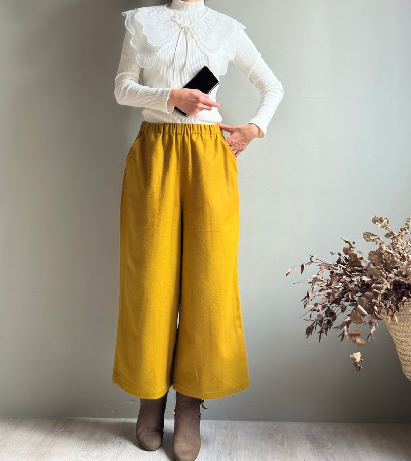 Little Sun/Color Difference Refurbished/Ginger Wool Pocket Pants/Wide Pants/Only One Piece - Women's Pants - Wool 