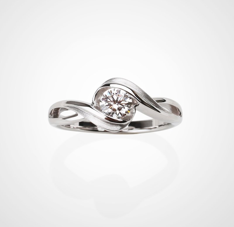 Handmade 925 sterling silver x Swarovski [if if] proposal diamond ring. All-match curve clip-set wedding ring - แหวนคู่ - เงินแท้ หลากหลายสี