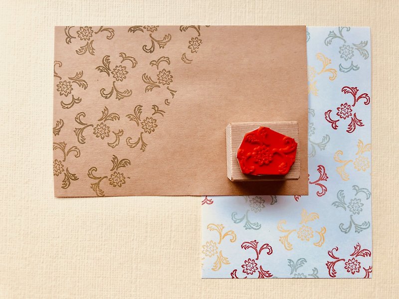 和柄　パターンスタンプ【菊と葉っぱ】　 - 印章/印台 - 其他材質 