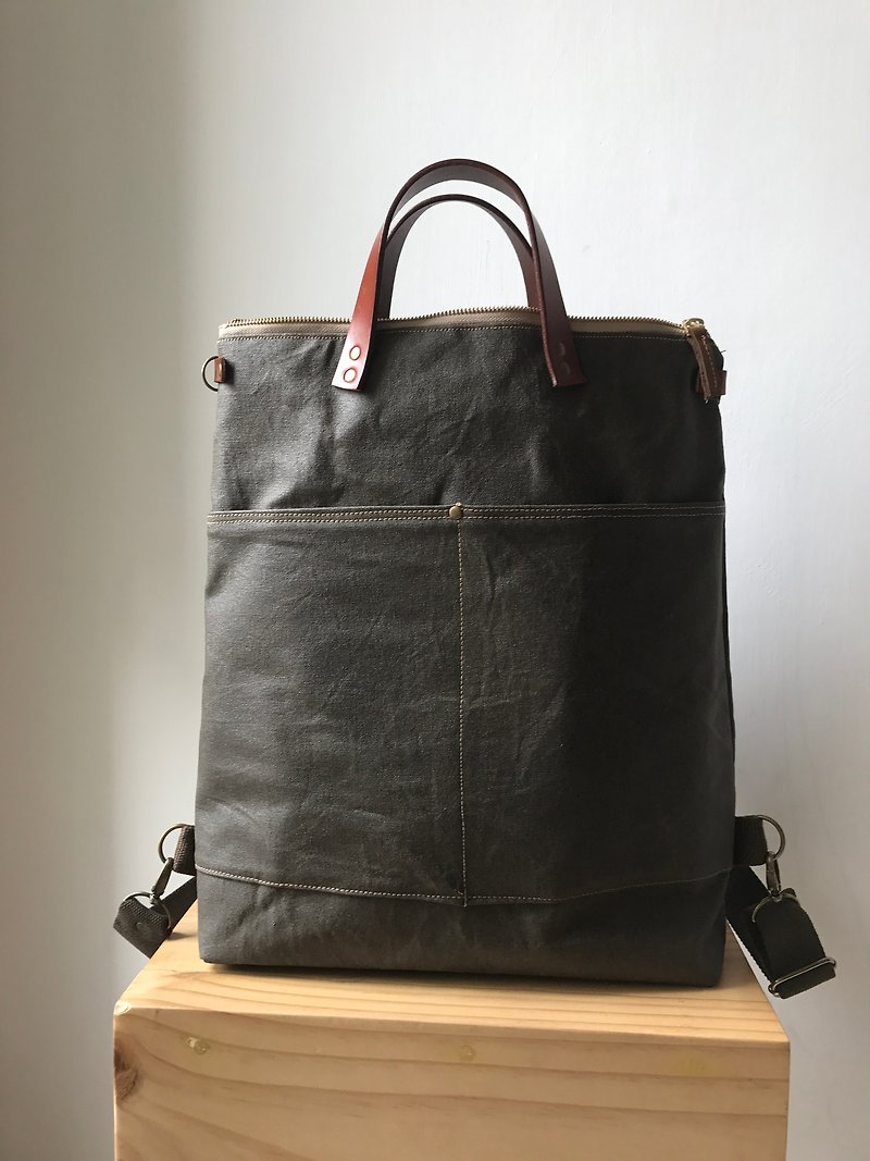 2way tote bag backpack bag 兩用背包 側背包 15吋電腦袋 後背包 - 後背包/書包 - 防水材質 咖啡色