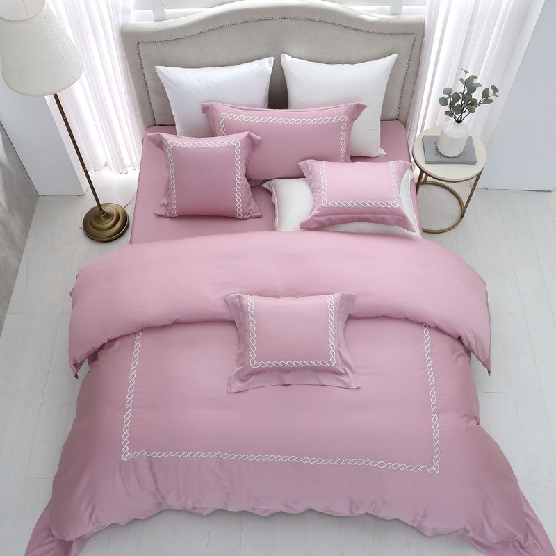 Hongyu 300 Woven Tencel Cotton Duvet Cover Bed Bag Set Wild Rose Pink (Double/Large/Extra Large) - Bedding - Other Materials Pink