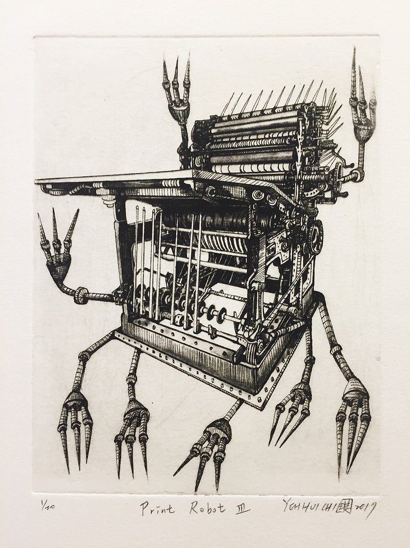 Original print-print robot III- Ye Huiqi - Posters - Paper Black
