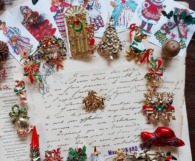 クリスマスヴィンテージブローチ【USヴィンテージクリスマスジュエリー】 - ショップ cryptex vintage & antique  jewelry ブローチ - Pinkoi