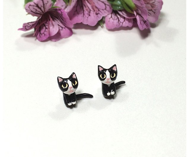 Tuxedo cat sale earrings