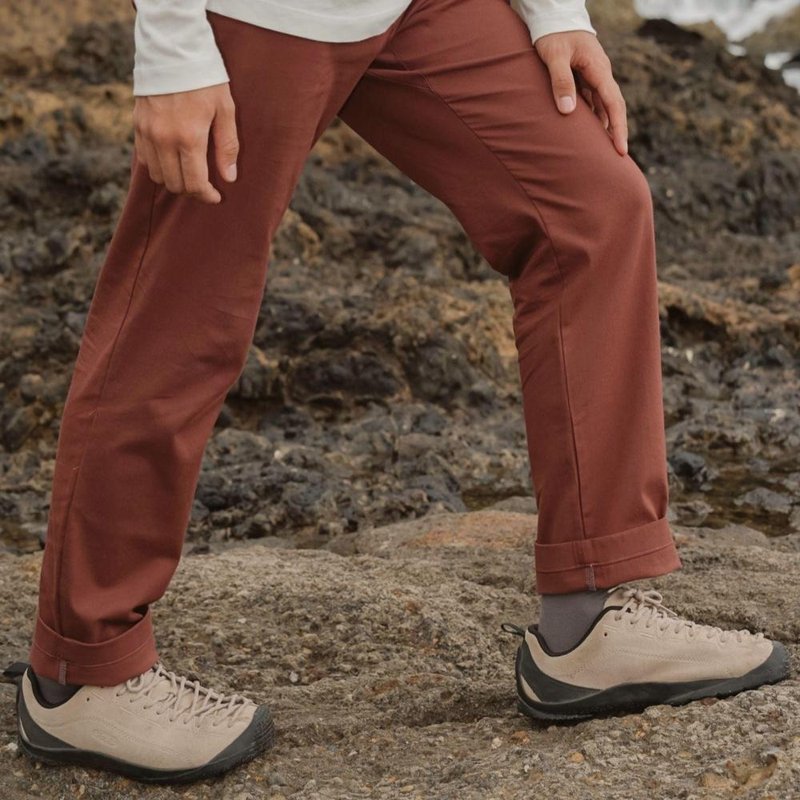 Men's slim straight pants-dark coffee - Men's Pants - Cotton & Hemp Brown